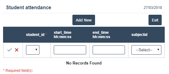 Student Attendance details added
