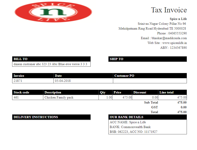 invoice print