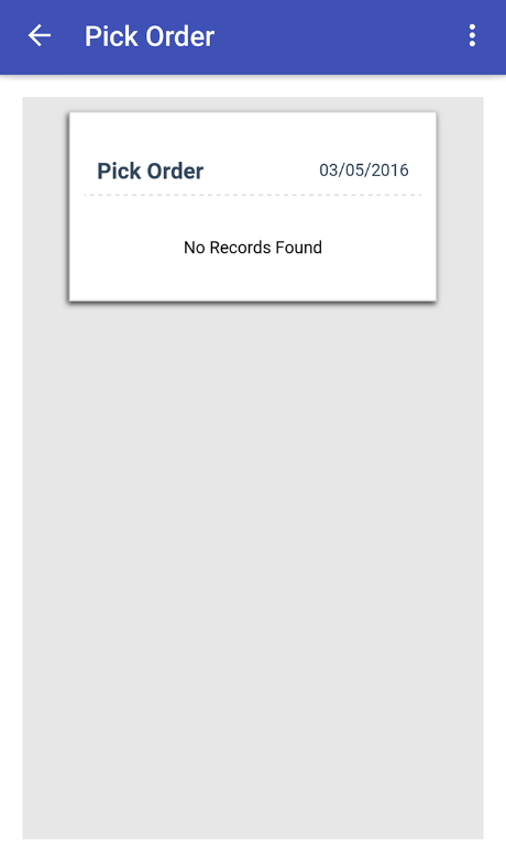 pick order no records found